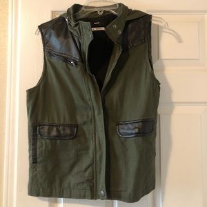 Army Green with Leather features Vest